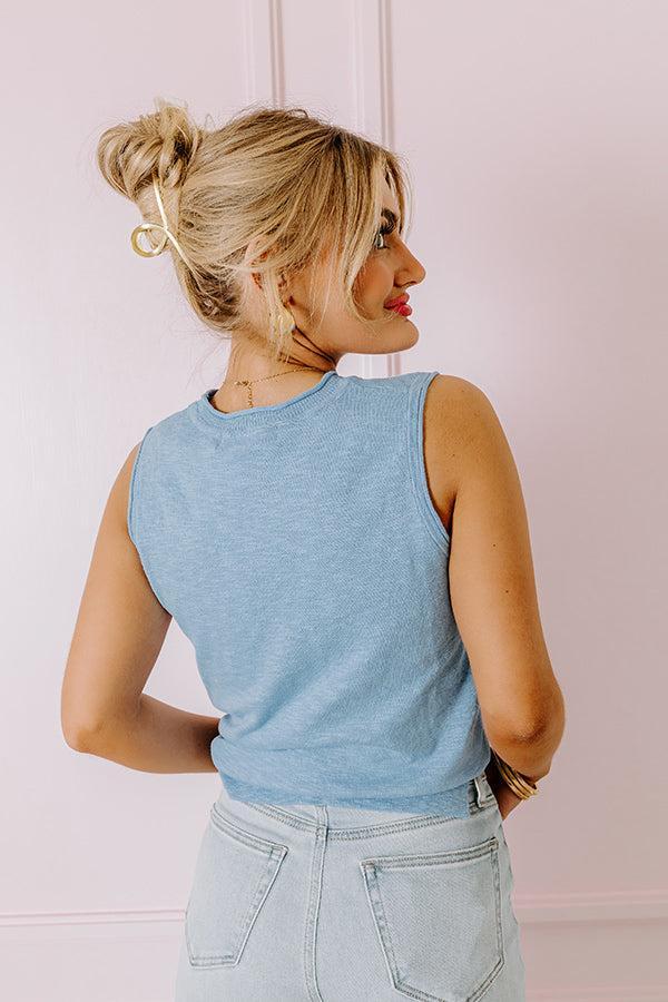 Take A Cruise Knit Top in Sky Blue Product Image