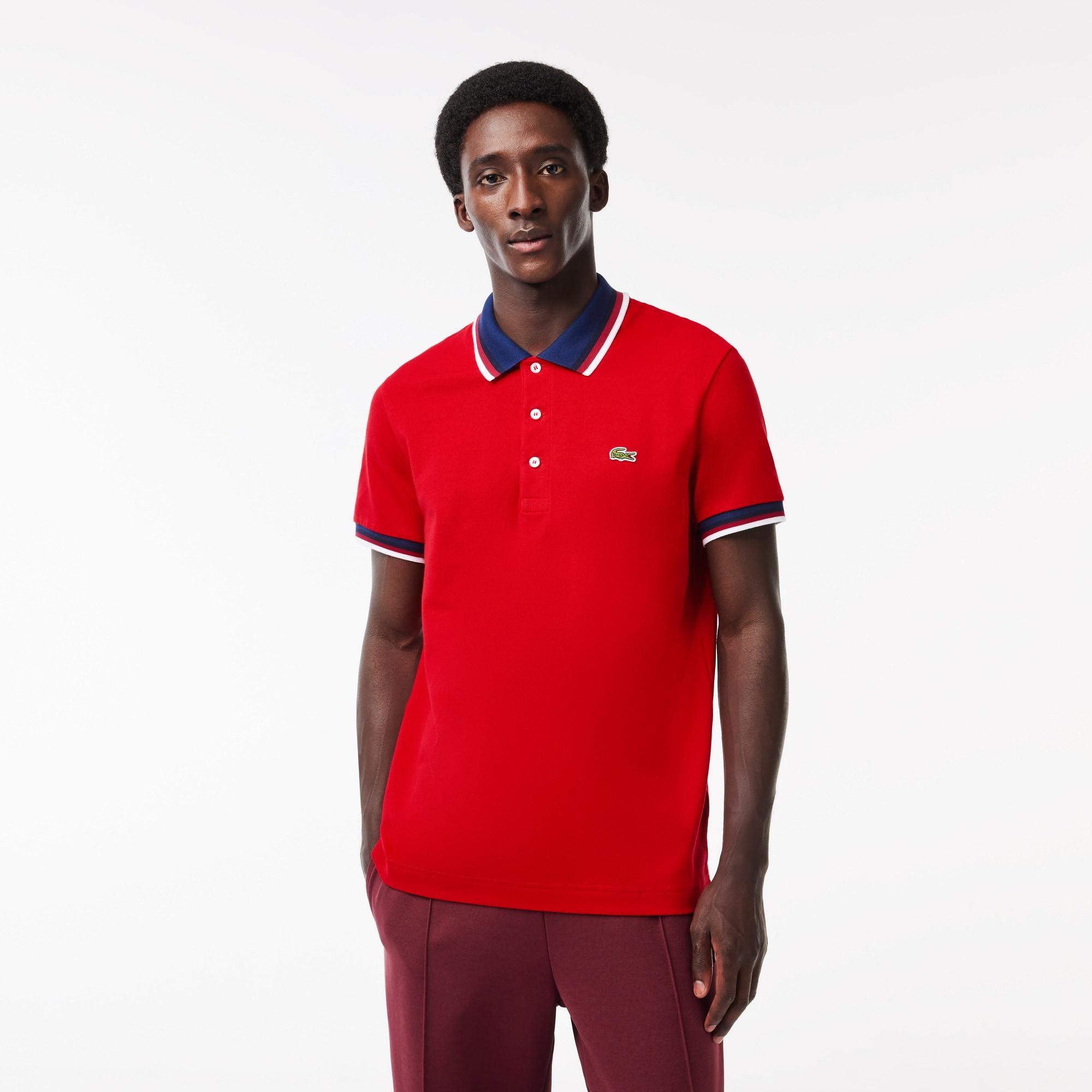 Men's Regular Fit Stretch Cotton Piqué Contrast Collar Polo Product Image