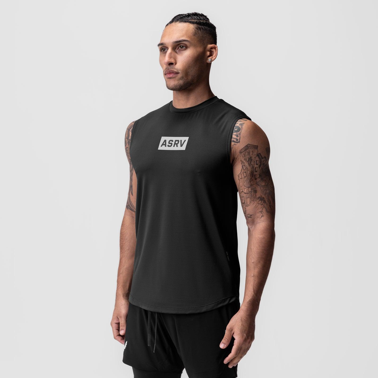 0757. AeroSilver® Cutoff Tank - Black "Box Logo" Product Image