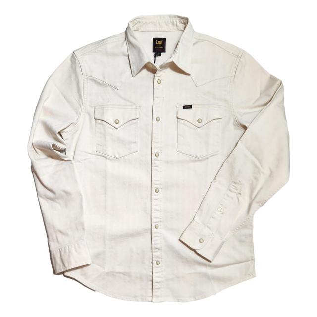 Western Herringbone Snap Shirt Ecru Product Image