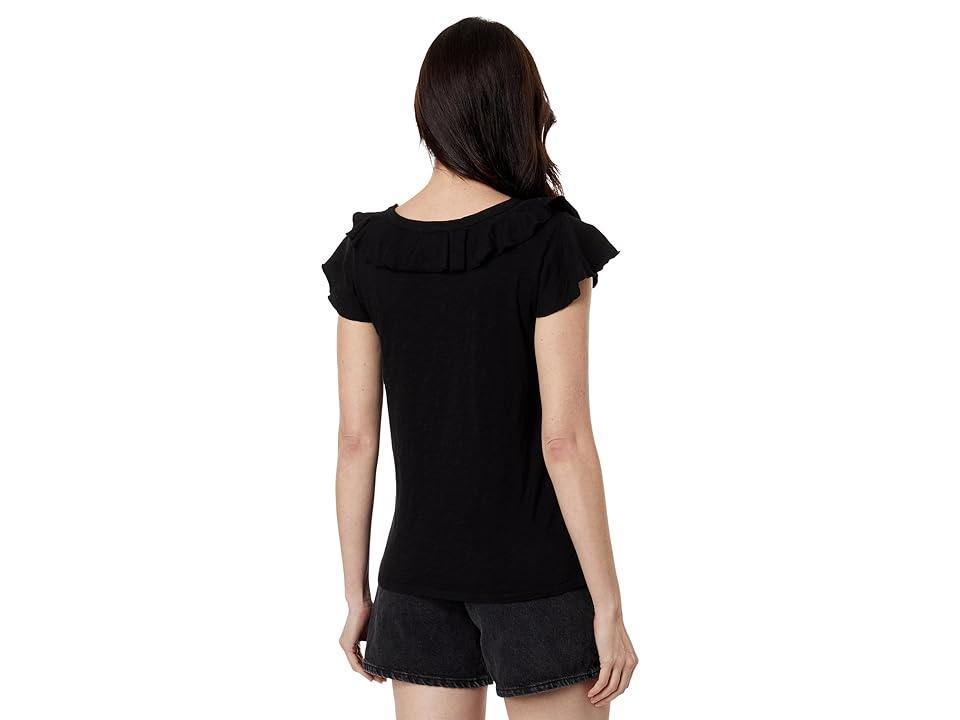 Mod-o-doc Slub Jersey Short Sleeve Ruffle Neck Tee Women's Clothing Product Image