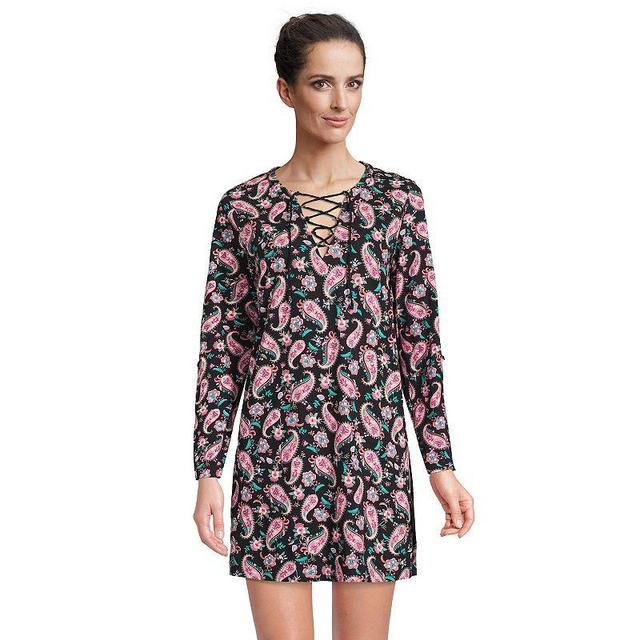 Womens Lands End V-neck Tunic Swim Cover-Up Shirtdress Product Image