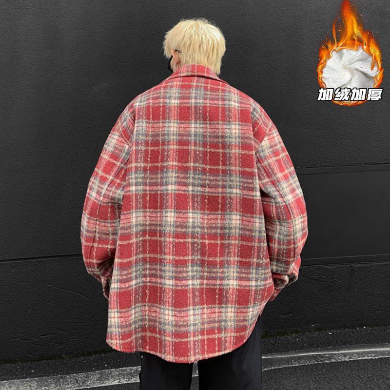 Plaid Pocket Detail Oversized Shacket Product Image