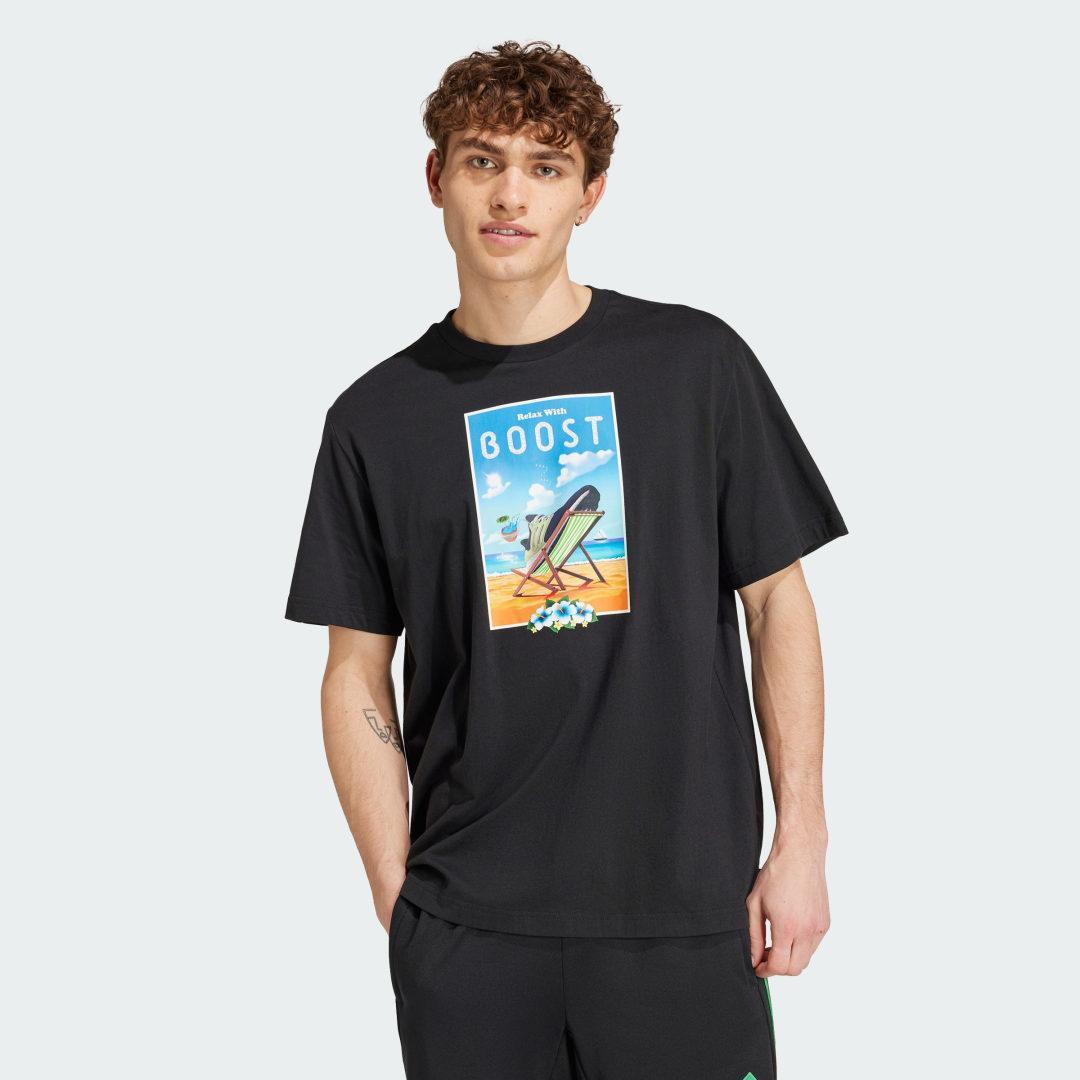 adidas Boost Short Sleeve Graphic Tee Black M Mens Product Image