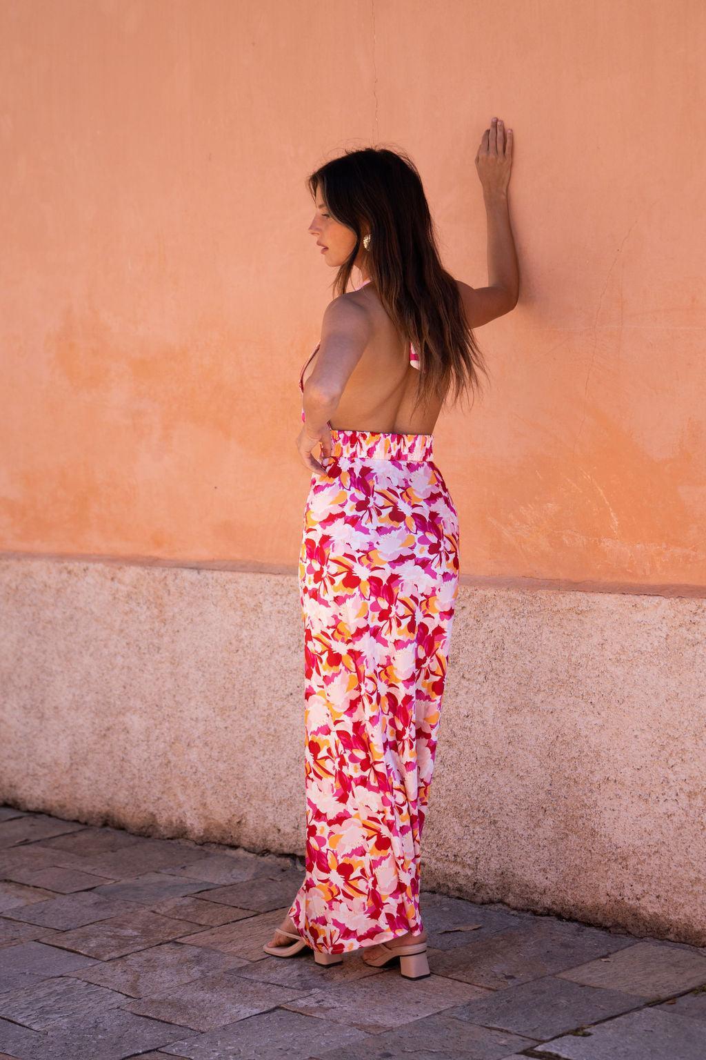 Joelle Pink Floral Maxi Skirt Product Image