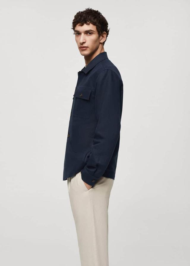 Mango Mens Pocket Linen Cotton Jacket Product Image