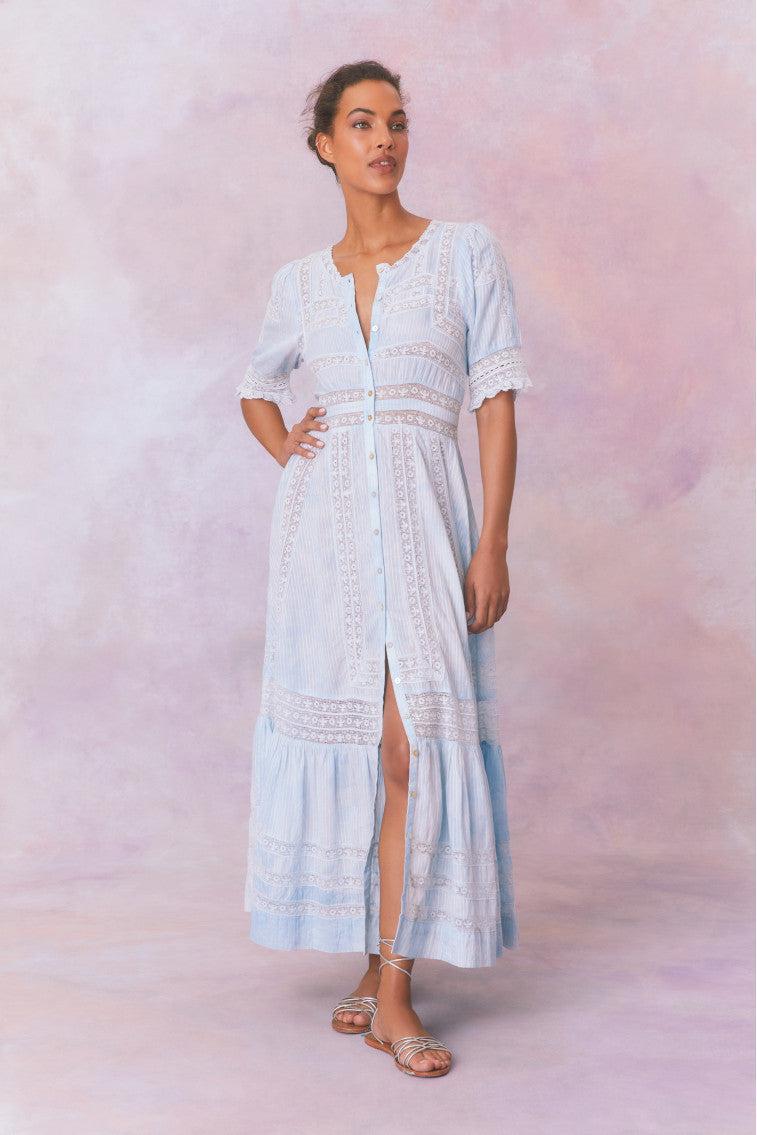 Minka Stripe Hand Dye Lace Maxi Dress Product Image