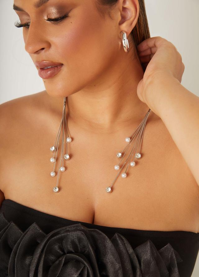 Plus Size Faux Pearl & Crystal Fireworks Collar Ashley Stewart Product Image