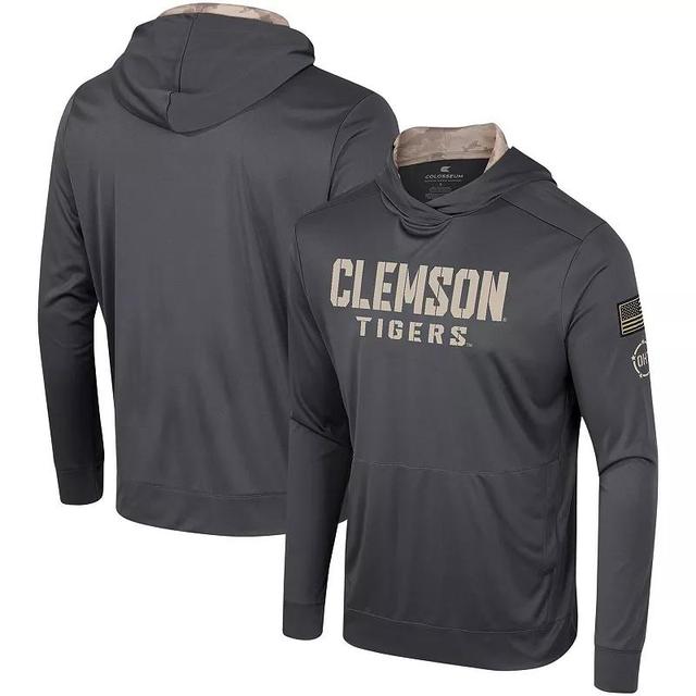 Mens Colosseum Charcoal Clemson Tigers OHT Military Appreciation Long Sleeve Hoodie T-Shirt Product Image