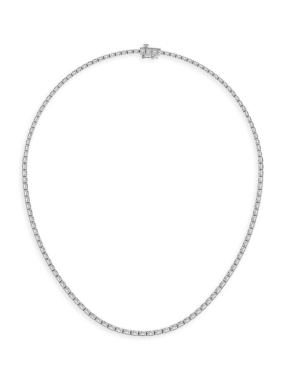 Womens 14K White Gold & Emerald Cut Lab-Grown Diamond Tennis Necklace/10.00-22.00 TCW Product Image