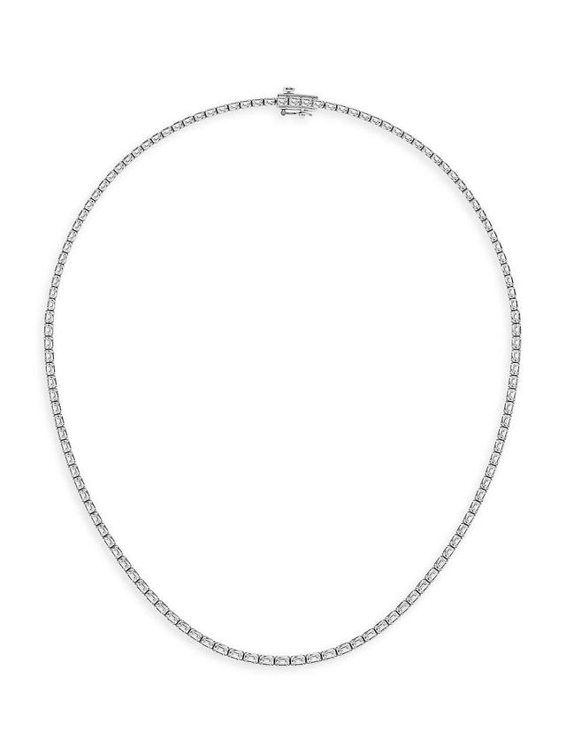 Womens 14K White Gold & Lab-Grown Diamond Tennis Necklace Product Image