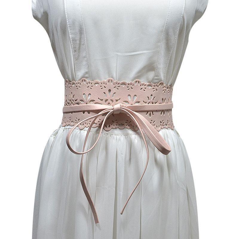 Faux Leather Lace Wide Belt Product Image