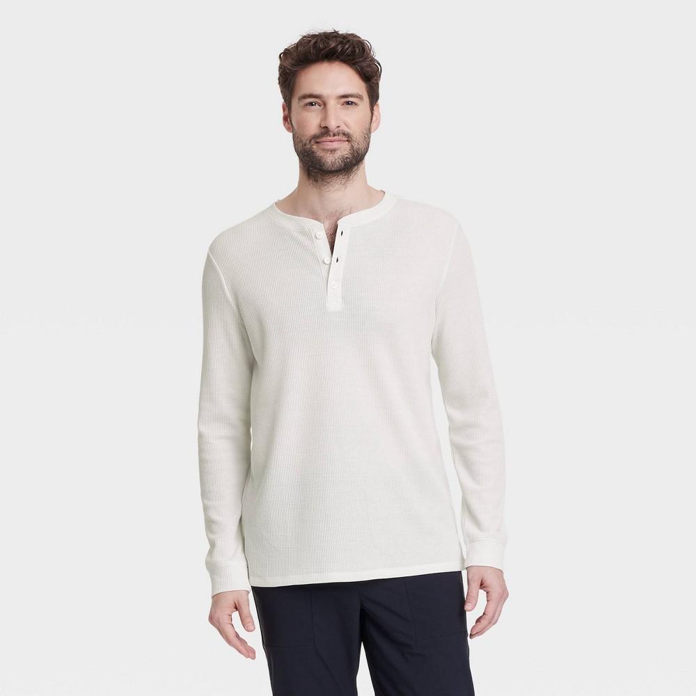 Mens Long Sleeve Waffle Henley Top - All In Motion Light Beige XXL Product Image