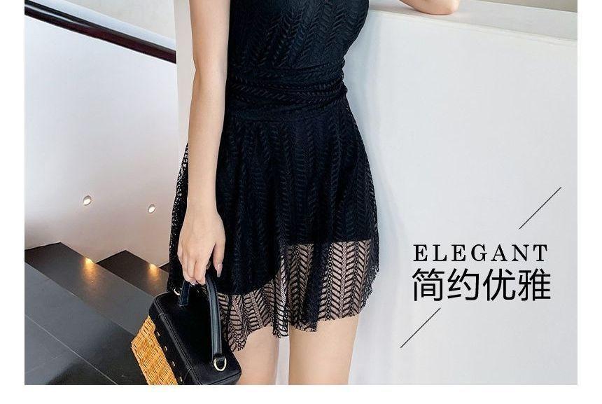 Short-Sleeve Mesh Swimdress Product Image