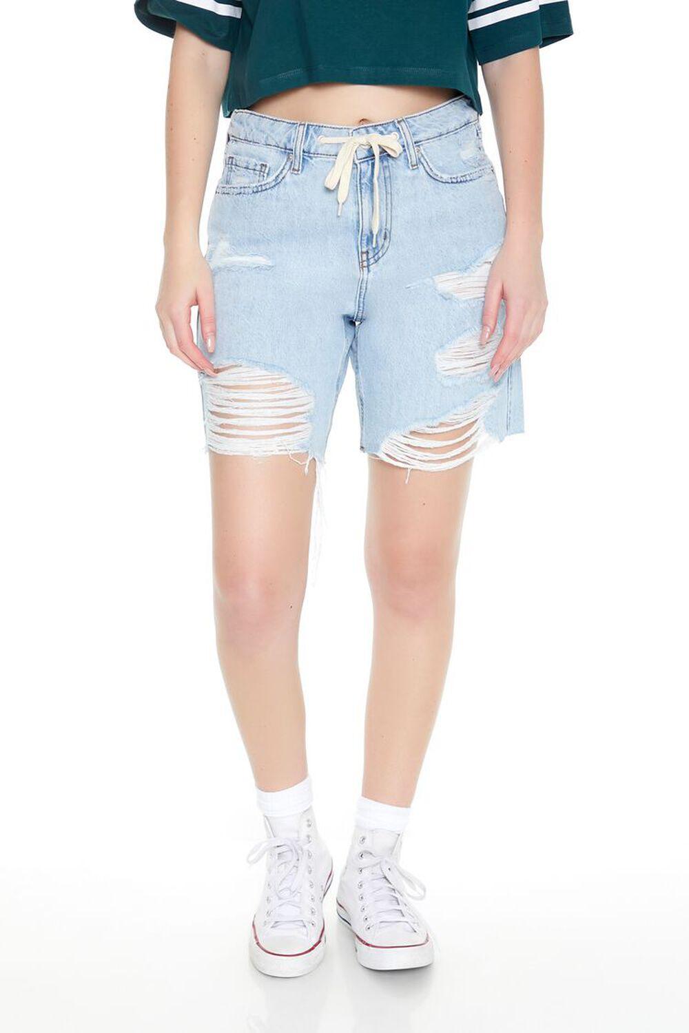 Distressed Denim Baggy Shorts | Forever 21 Product Image