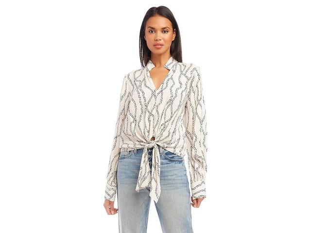 Karen Kane Tie Front Top (Print) Women's Clothing Product Image