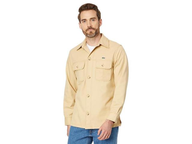 Lacoste Long Sleeve Overshirt Fit Button-Down Shirt w/ Two Front Pockets (Croissant) Men's Jacket Product Image