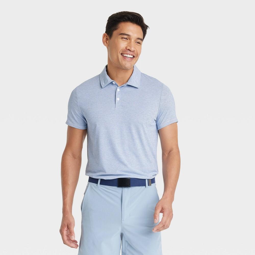 Mens Striped Polo Shirt - All In Motion Light Blue XL Product Image