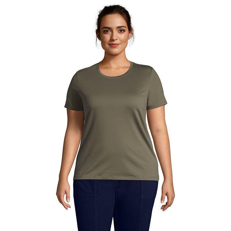 Plus Size Lands End Relaxed Supima Cotton Crewneck Tee, Womens Brt Blue Product Image