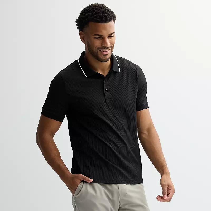 Mens FLX Ribbed Short Sleeve Polo Shirt Product Image