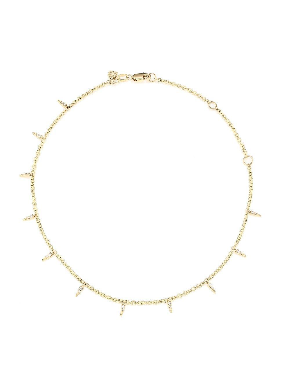 Womens 14K Yellow Gold & Diamond Small Fringe Anklet Product Image