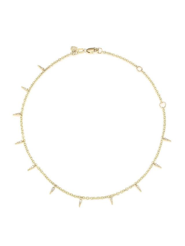 Womens 14K Yellow Gold & Diamond Small Fringe Anklet Product Image