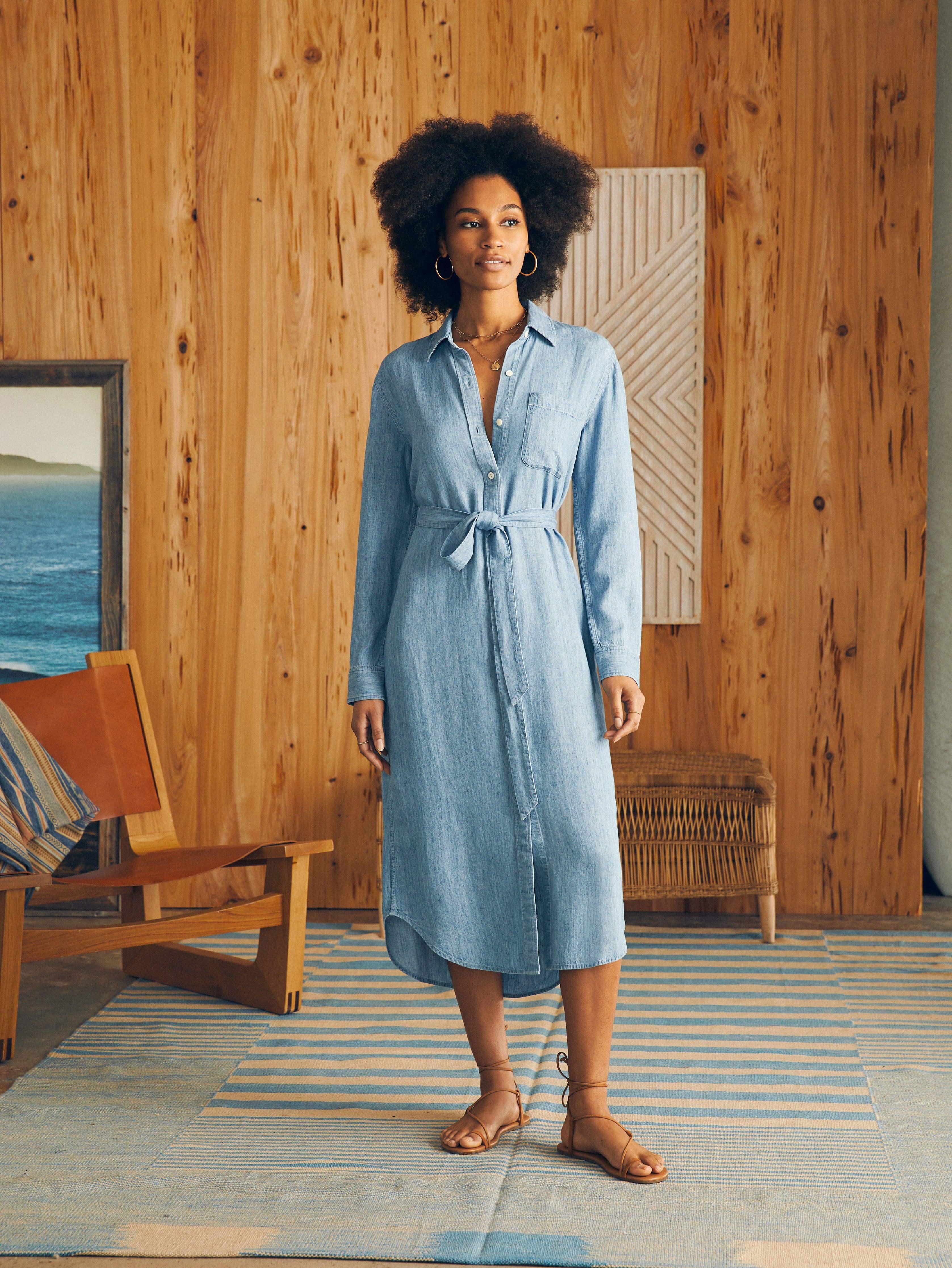 Tried & True Chambray Midi Shirtdress - Blue Tide Wash Female Product Image