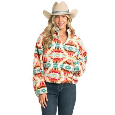 Rock & Roll Denim® Ladies' Aztec Print 1/4 Zip Sherpa Product Image