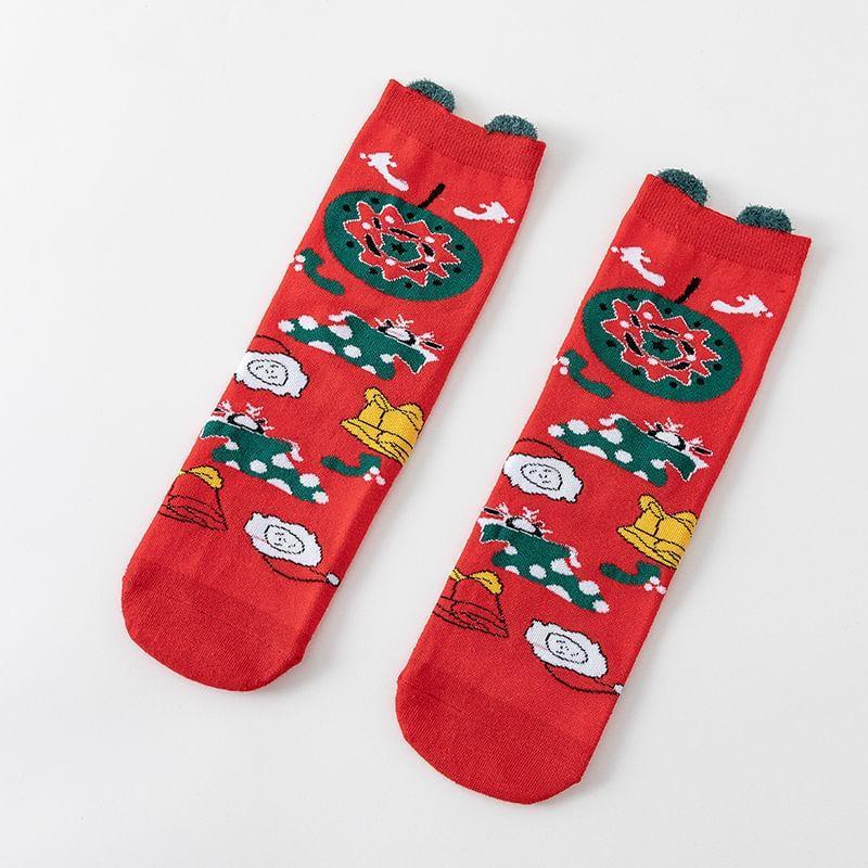 Christmas Cartoon Print Socks Product Image