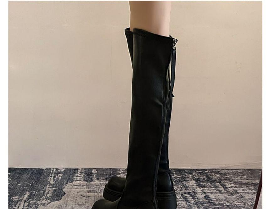 Faux Leather Platform Over-The-Knee Boots Product Image