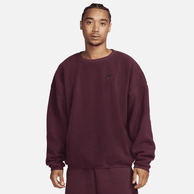 Nike Mens Club Plus Sherpa Winter Crew - Maroon/Black Product Image