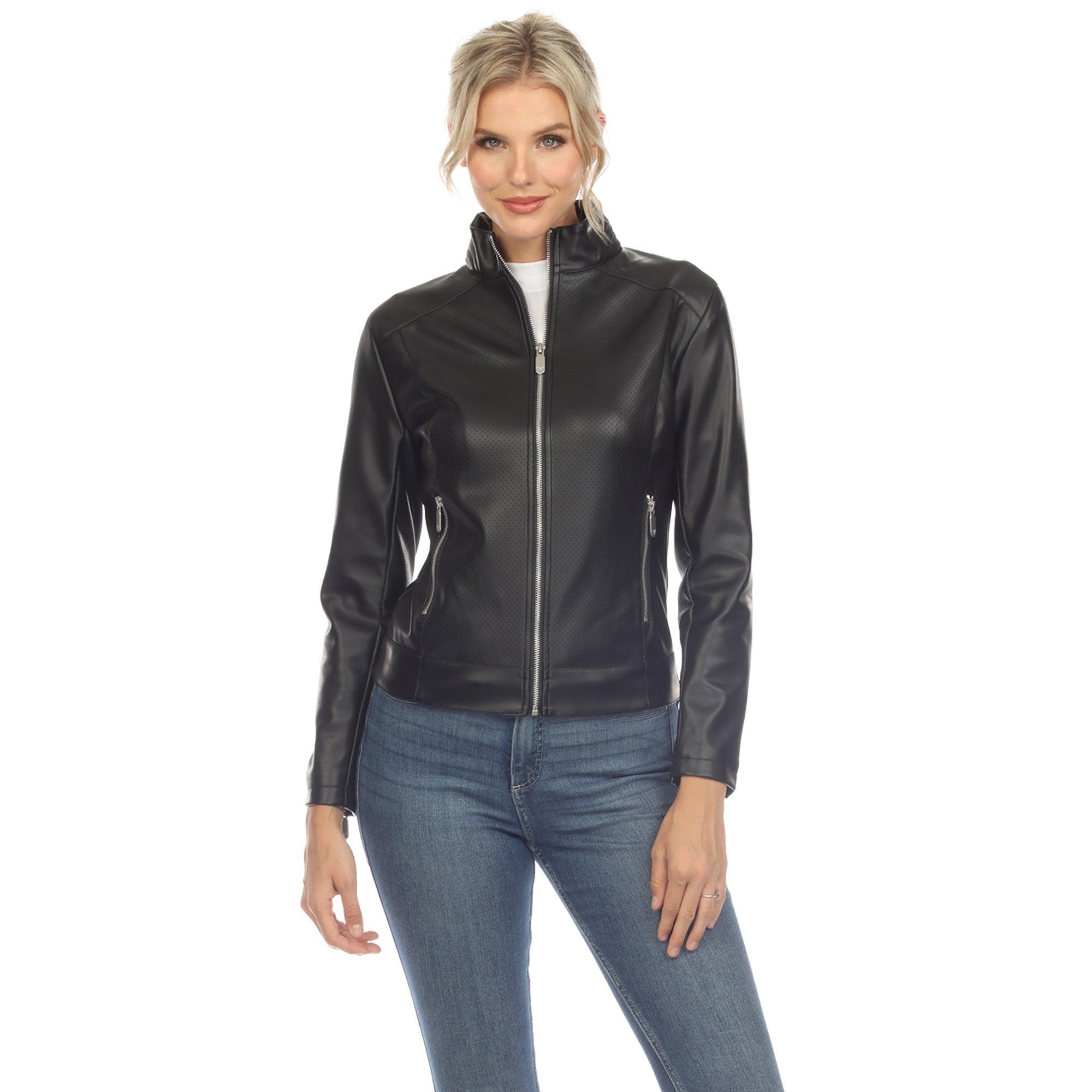 Women's Classic Biker Faux Leather Jacket Product Image