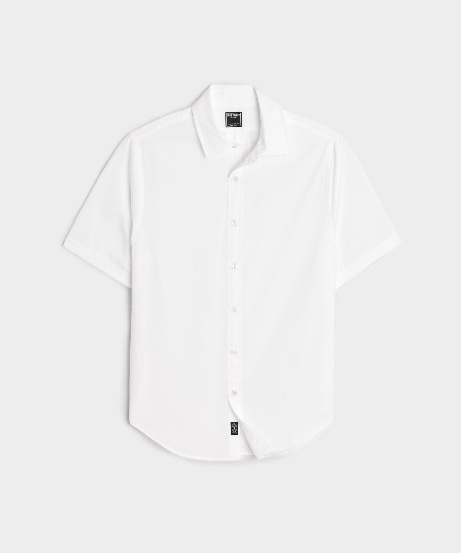 Short-Sleeve Point Collar Shirt in White Product Image