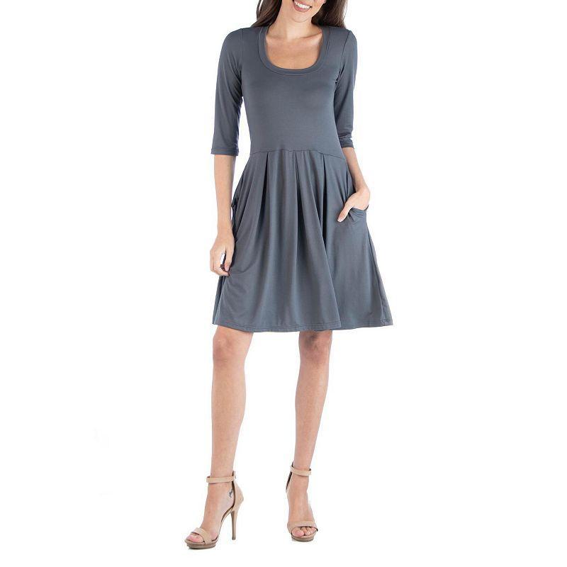 Womens 24Seven Comfort Apparel Three-Quarter Sleeve Fit And Flare Mini Dress Product Image