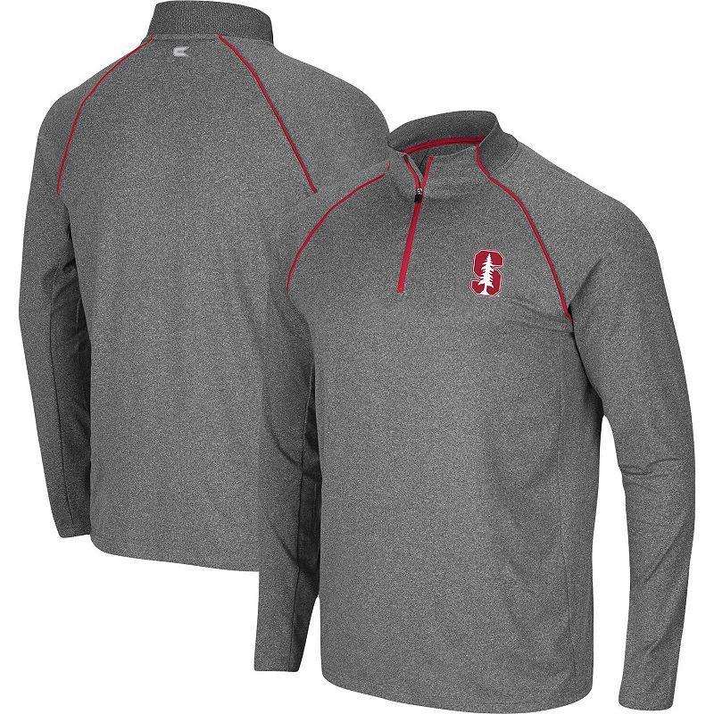 Mens Colosseum Heathered Charcoal Stanford Cardinal Robert Raglan Quarter-Zip Top product image