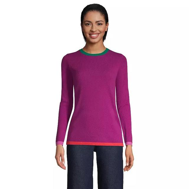 Petite Lands End Crewneck Cashmere Sweater, Womens Med Pink Product Image