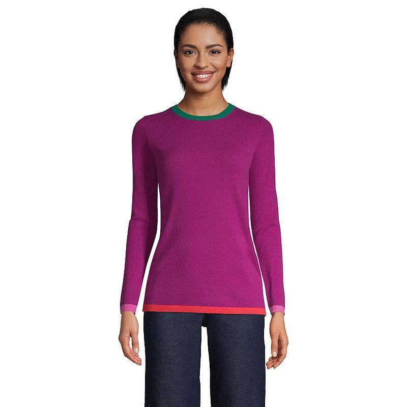 Petite Lands End Crewneck Cashmere Sweater, Womens Purple Heather Product Image