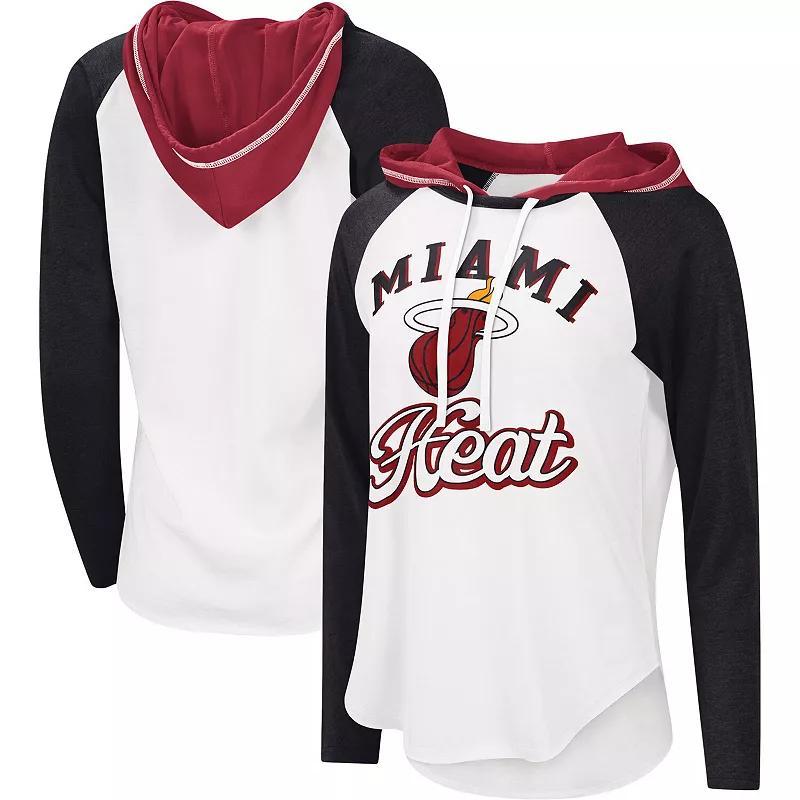 Womens G-III 4Her by Carl Banks White Miami Heat MVP Raglan Hoodie Long Sleeve T-Shirt Product Image