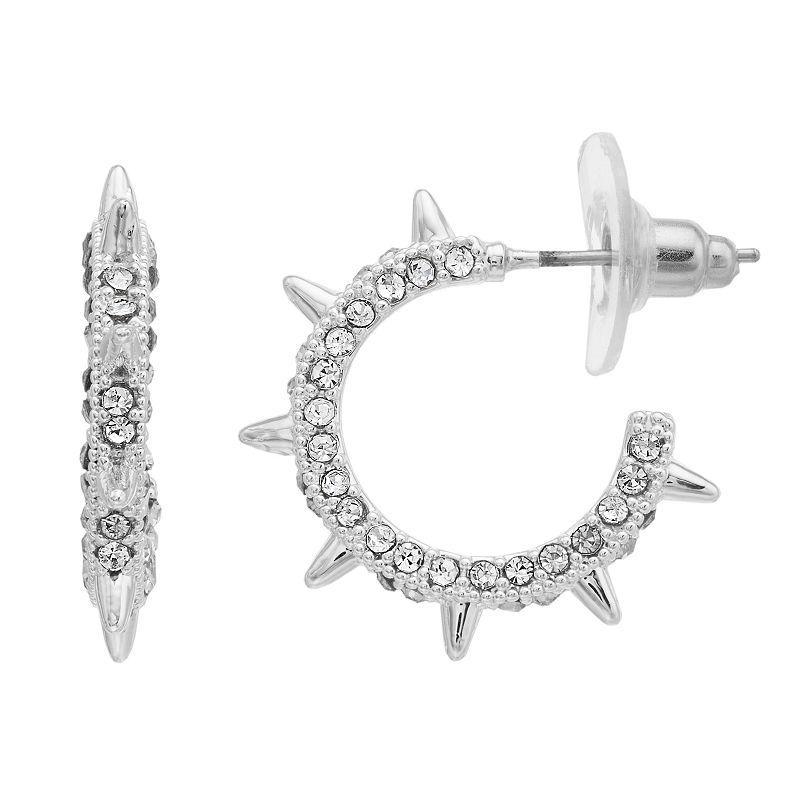 Pannee by Panacea Crystal Spiked C-Hoop Earrings, Womens, Silver Tone Product Image