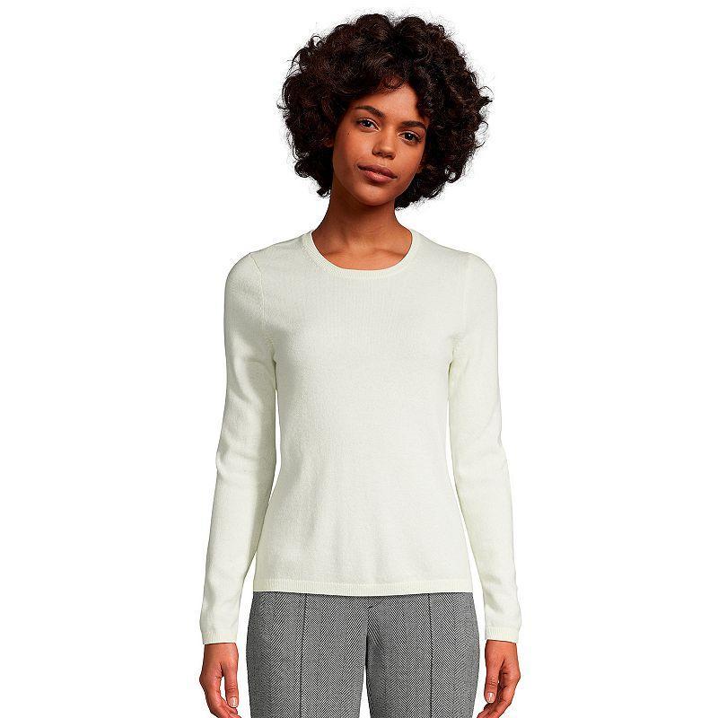 Petite Lands End Crewneck Cashmere Sweater, Womens Green Donegal Product Image