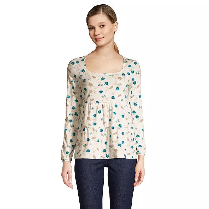 Petite Lands End Squareneck Tiered Top, Womens Product Image