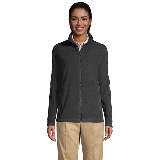 Womens Lands End Full-Zip Long Sleeve Fleece Jacket Dark Grey Product Image