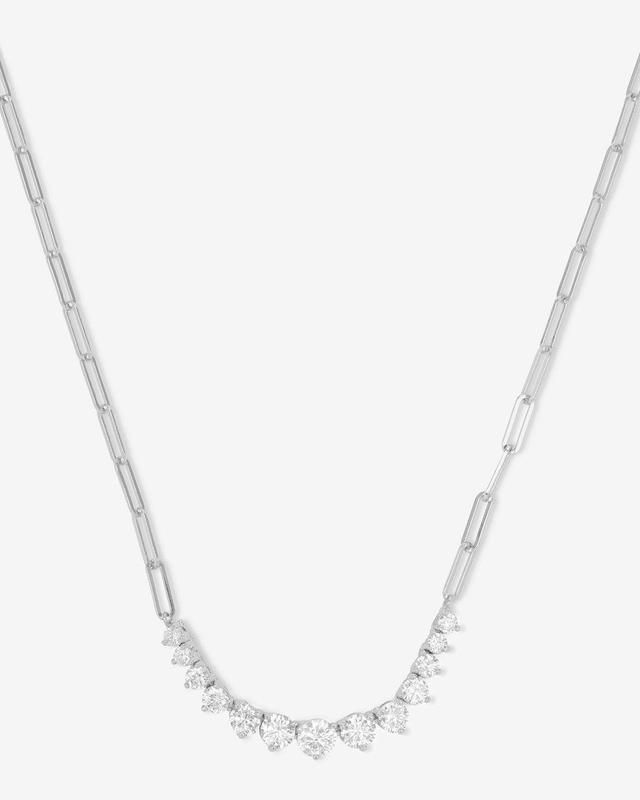 Not Your Basic Graduated Samantha Tennis Necklace - Silver|White Diamondettes Product Image