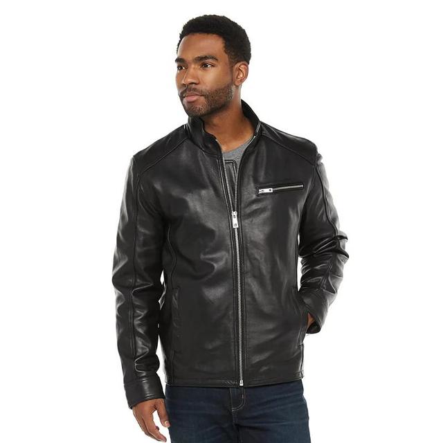 Mens Vintage Leather Lambskin Leather Racer Jacket Product Image