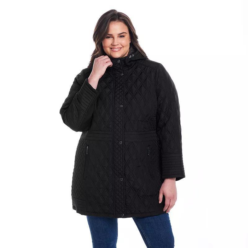 Plus Size Weathercast Plush Lined Mixed Quilted Walker, Womens Blue Product Image