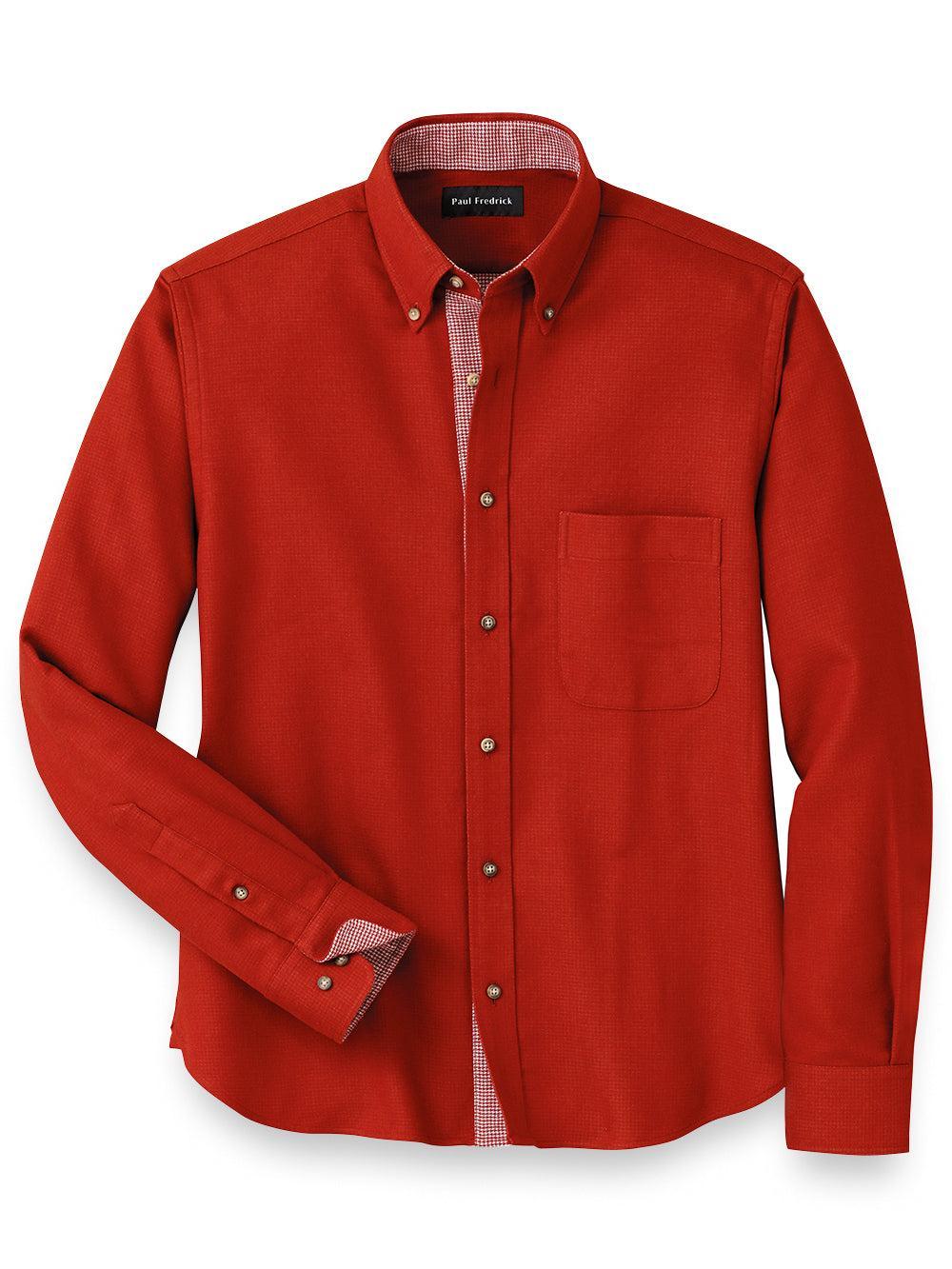 Brushed Twill Solid Casual Shirt With Contrast Trim Product Image