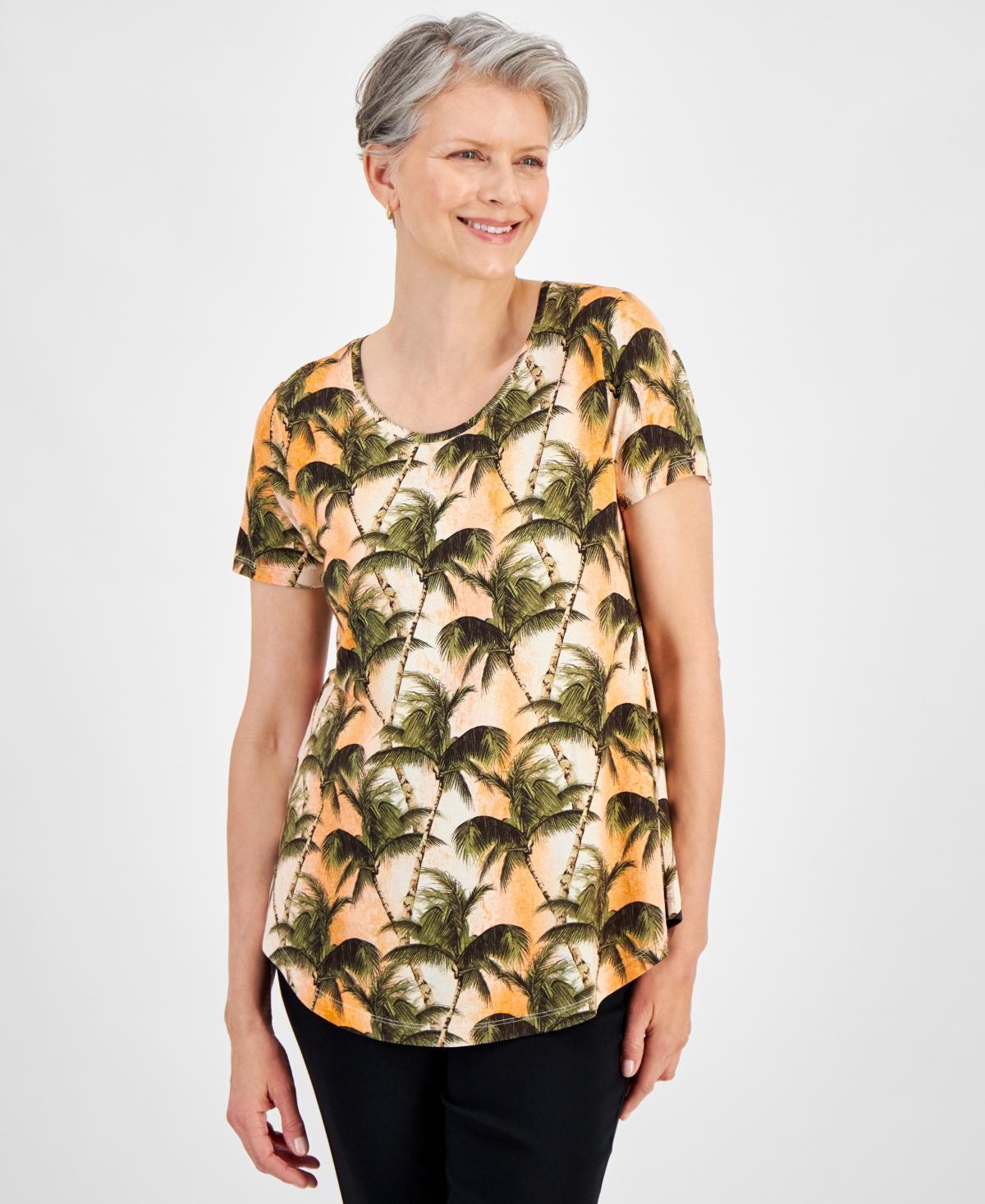 Jm Collection Womens Printed Scoop-Neck Short-Sleeve Top, Created for Macys Product Image