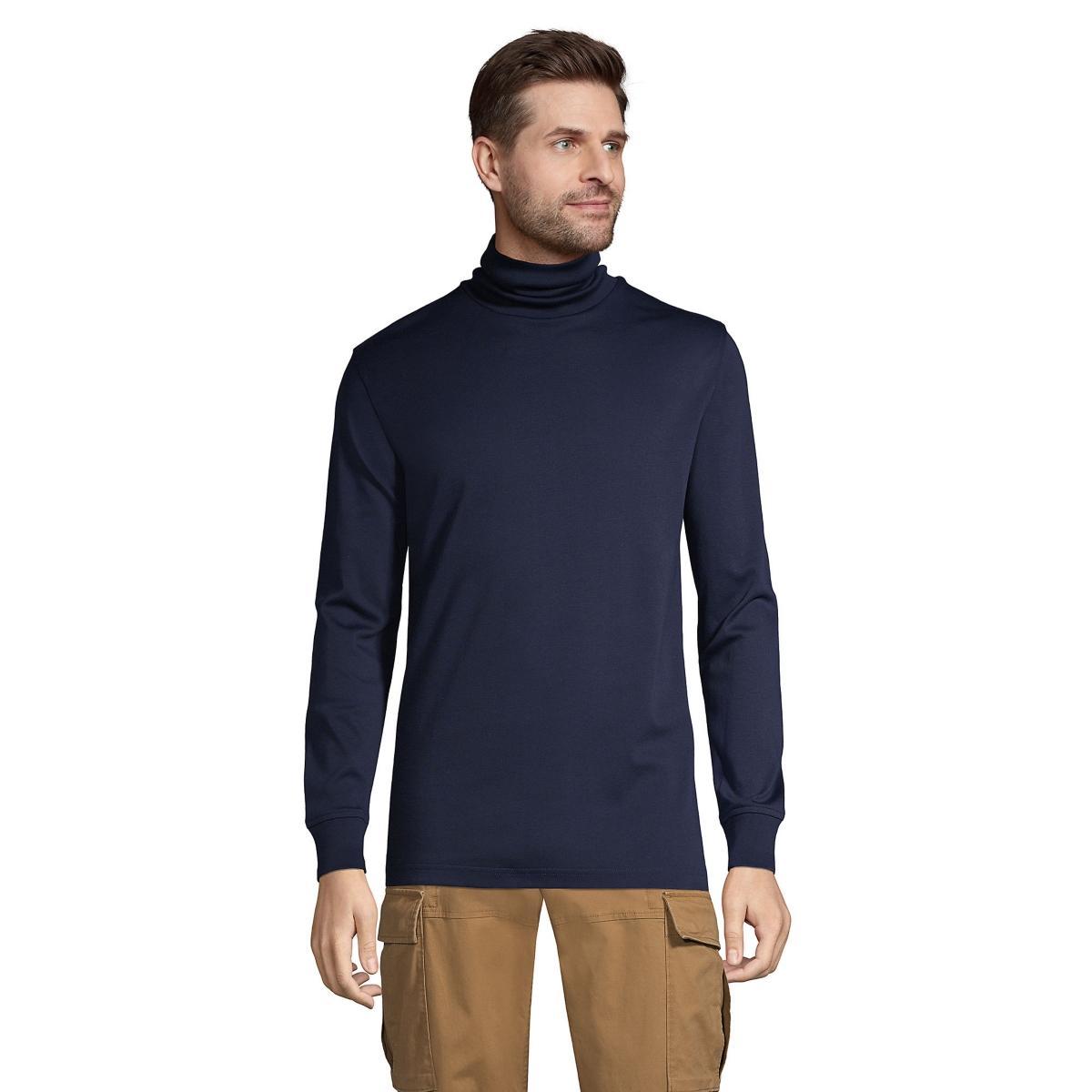 Big & Tall Lands End Super Soft Supima Turtleneck, Mens Radiant Blue Product Image