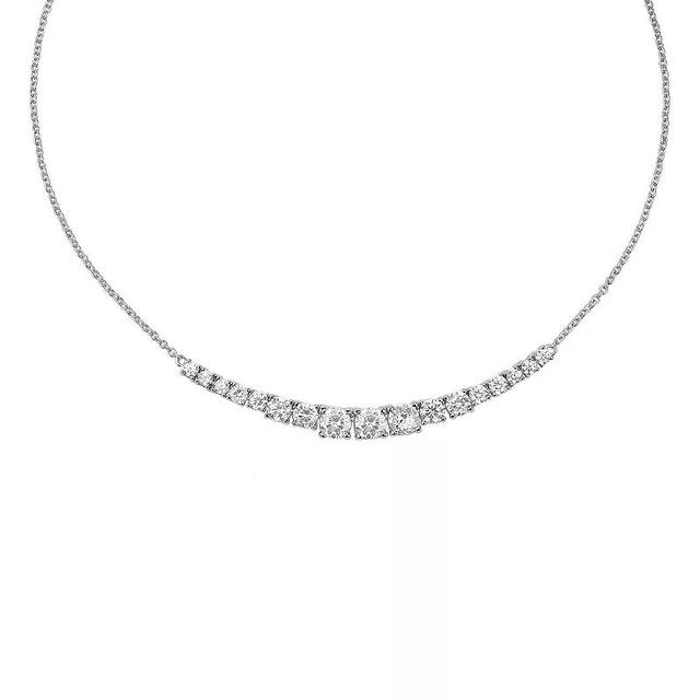 Glam Box Graduated Simulated Diamond Tennis Necklace, Womens Silver Tone Product Image