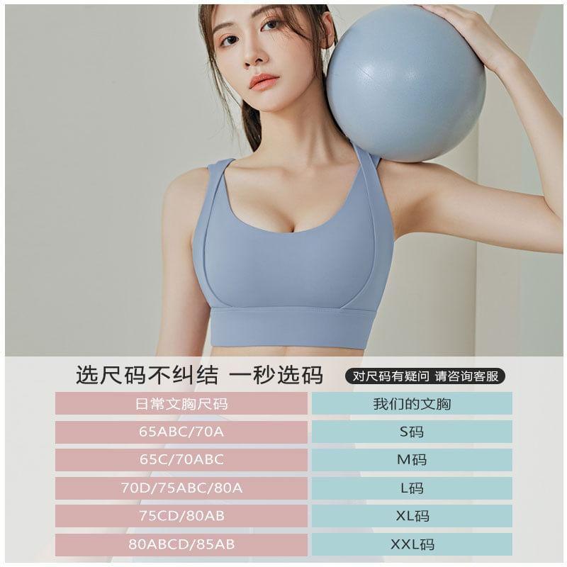 Scoop Neck Plain Padded Crop Sports Tank Top / High Waist Yoga Leggings / Set Product Image